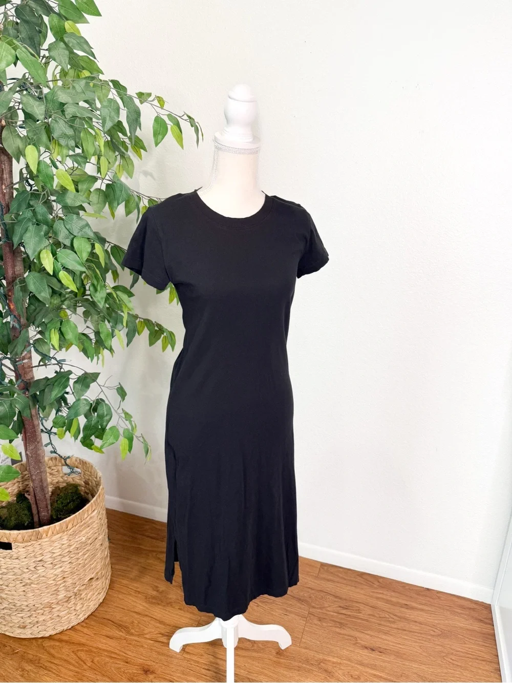 J.Crew Black Cotton Midi T-Shirt Dress Size XS